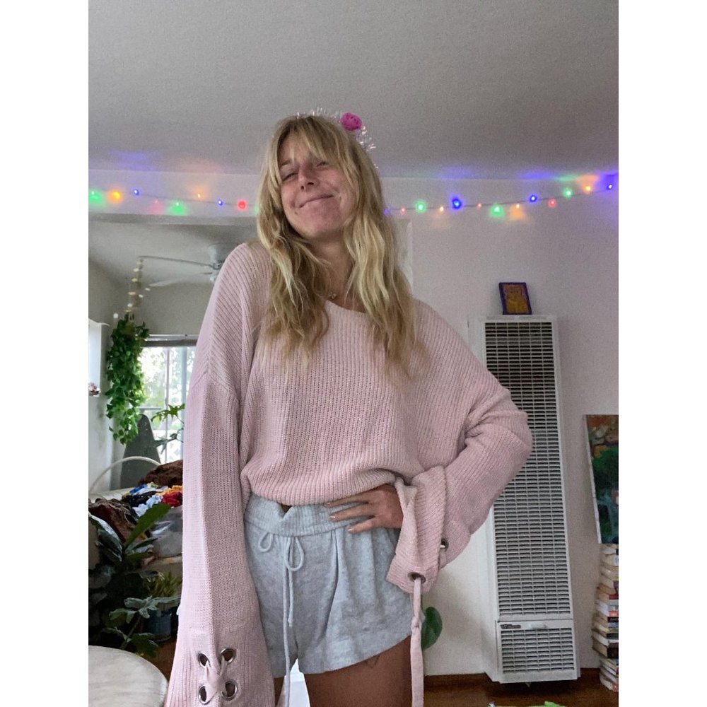 Super Cute Pink Sweater with COOL Sleeves